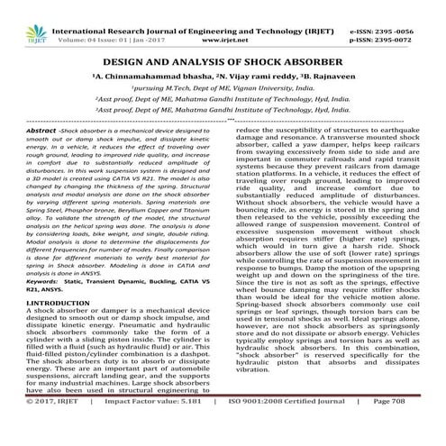 Design and Analysis of Shock Absorber