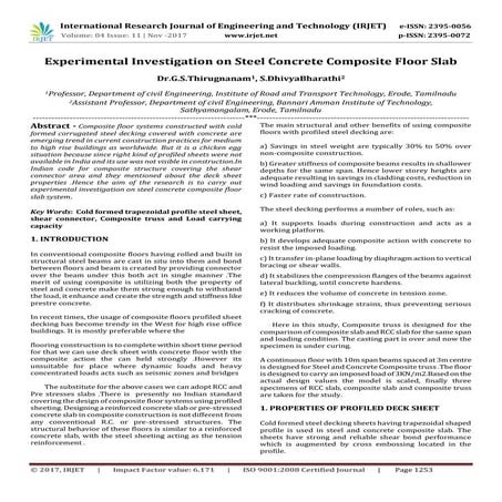 Experimental Investigation on Steel Concrete Composite Floor Slab