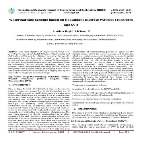 Watermarking Scheme based on Redundant Discrete Wavelet Transform and SVD