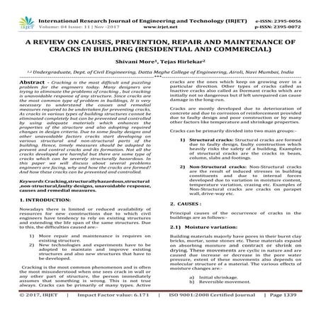 A Review on Causes, Prevention, Repair and Maintenance of Cracks in Building ...
