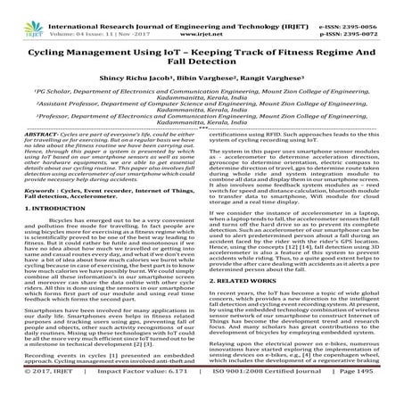 Cycling Management using IoT – Keeping Track of Fitness Regime and Fall Detec...