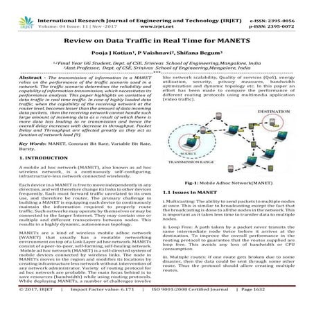 Review on Data Traffic in Real Time for MANETS