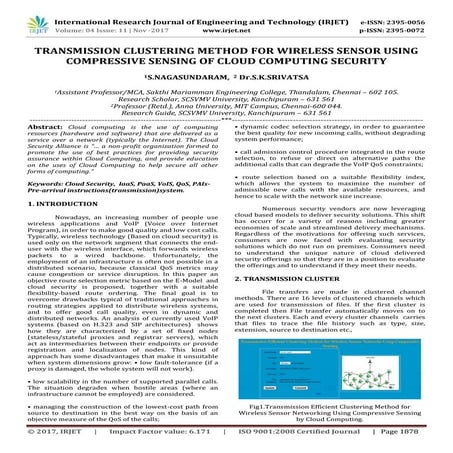 Transmission Clustering Method for Wireless Sensor using Compressive Sensing ...