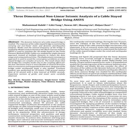 Three Dimensional Non-Linear Seismic Analysis of a Cable Stayed Bridge using ...