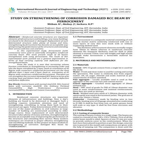 Study on Strengthening of Corrosion Damaged Rcc Beam by Ferrocement