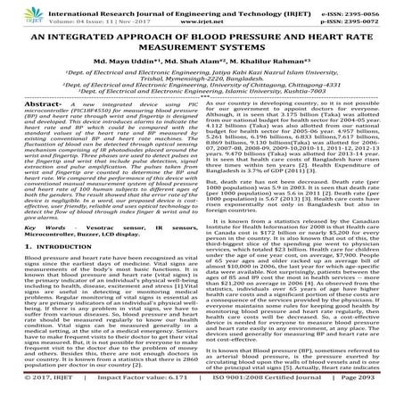 An Integrated Approach of Blood Pressure and Heart Rate Measurement Systems