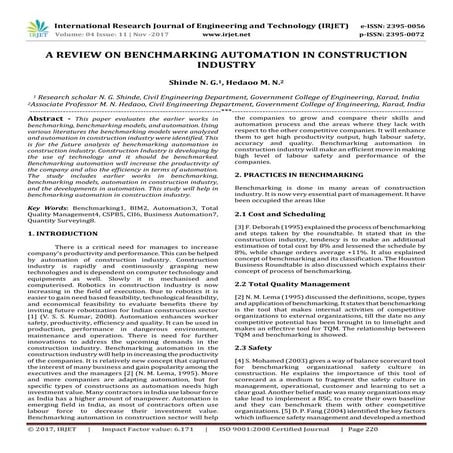 A Review on Benchmarking Automation in Construction Industry