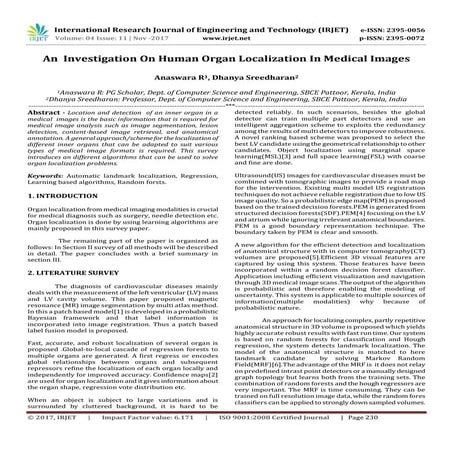 An  Investigation on Human Organ Localization in Medical Images