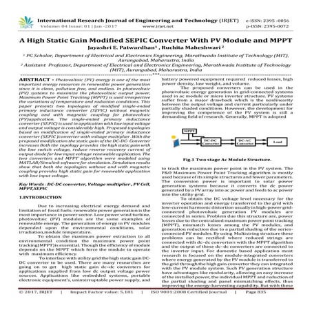 A High Static Gain Modified SEPIC Converter With PV Module and MPPT