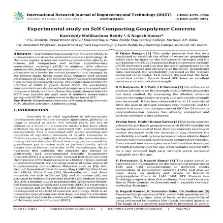 Experimental study on Self Compacting Geopolymer Concrete