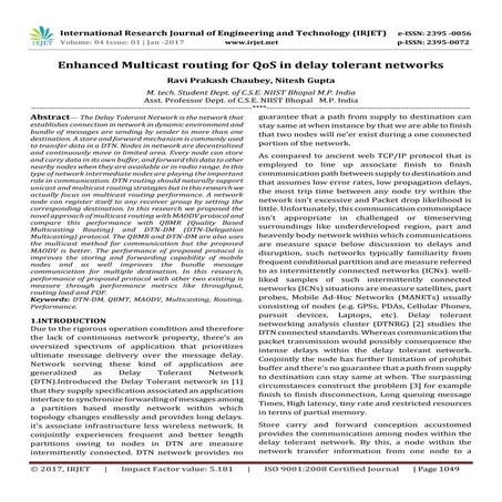 Enhanced Multicast routing for QoS in delay tolerant networks