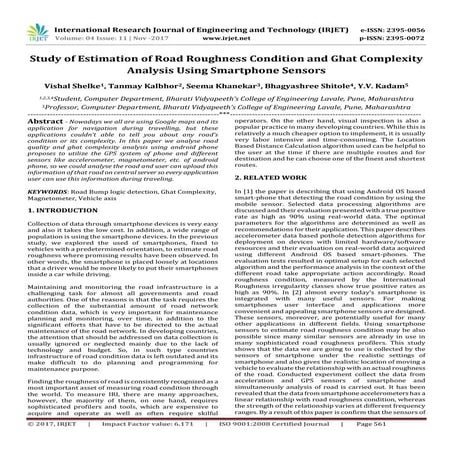 Study of Estimation of Road Roughness Condition and Ghat Complexity Analysis ...