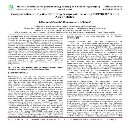 Comparative Analysis of Tool Tip Temperature using DEFORM2D and AdvantEdge