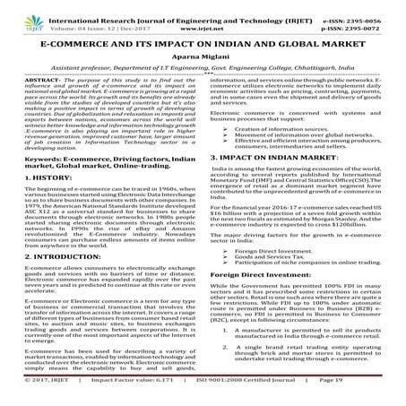 E-Commerce and its Impact on Indian and Global Market | PDF