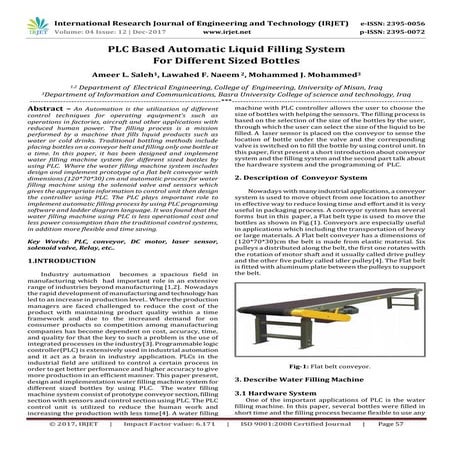 PLC based Automatic Liquid Filling System for Different Sized Bottles | PDF