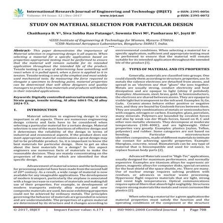 Study on Material Selection for Particular Design