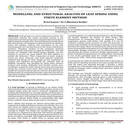 Modelling and Structural Analysis of Leaf Spring using Finite Element Method