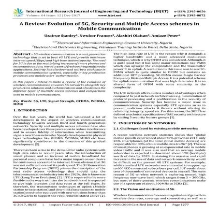 A Review: Evolution of 5G, Security and Multiple Access schemes in Mobile Com...