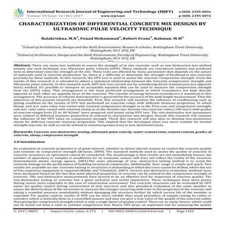Characterization of Differential Concrete Mix Designs by Ultrasonic Pulse Vel...