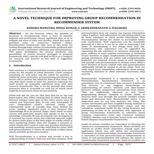 A Novel Technique for Improving Group Recommendation in Recommender System