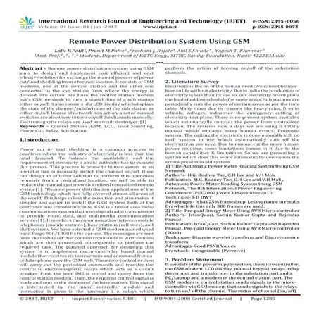 Remote Power Distribution System using GSM