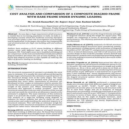 Cost Analysis and Comparison of a Composite Diagrid Frame with Bare Frame und...