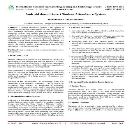 Android -based Smart Student Attendance System