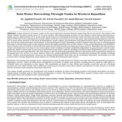 Rain Water Harvesting through Tanka in Western Rajasthan