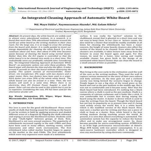 An Integrated Cleaning Approach of Automatic White Board  