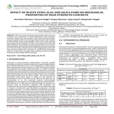 Effect of Waste Steel Slag and Silica Fume on Mechanical Properties of High S...