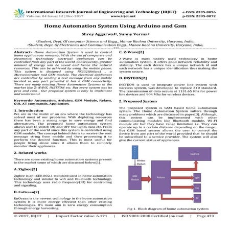 Home Automation System using Arduino and GSM | PDF