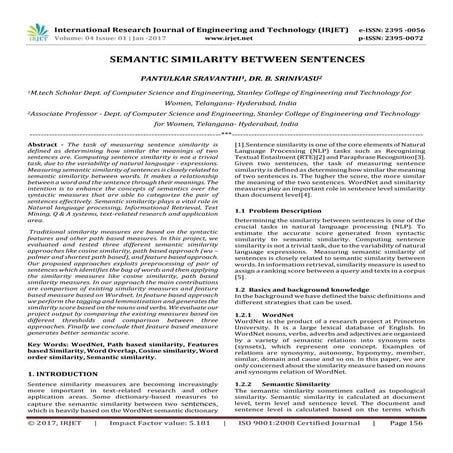IRJET-Semantic Similarity Between Sentences
