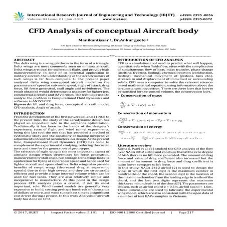 IRJET-CFD Analysis of conceptual Aircraft body