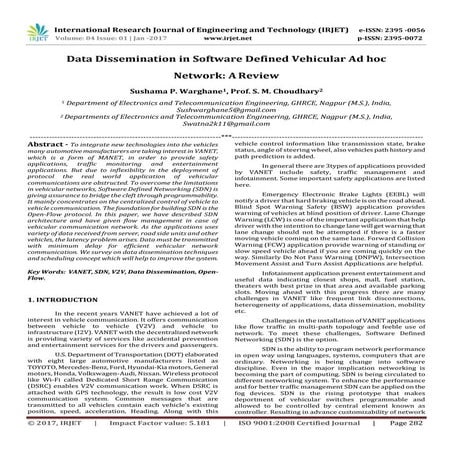 Data Dissemination in Software Defined Vehicular Ad hoc Network: A Review