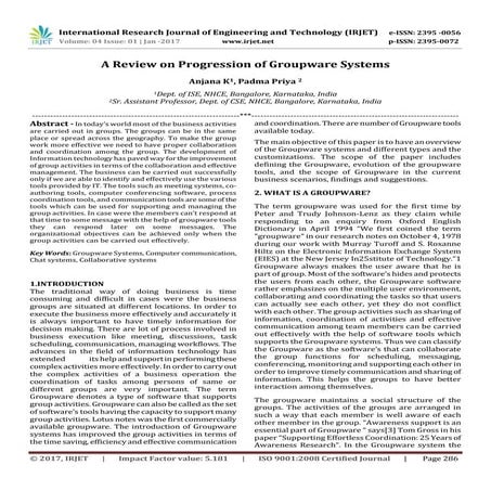 A Review on Progression of Groupware Systems