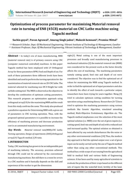 Optimization of process parameter for maximizing Material removal rate in tur...