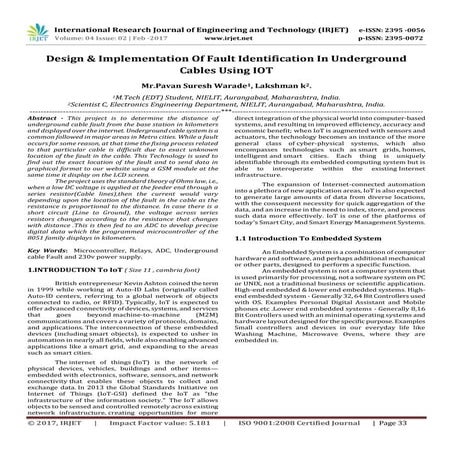 Design & Implementation Of Fault Identification In Underground Cables Using IOT