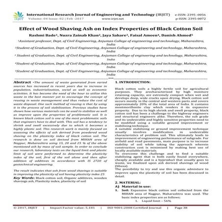 Effect of Wood Shaving Ash on Index Properties of Black Cotton Soil