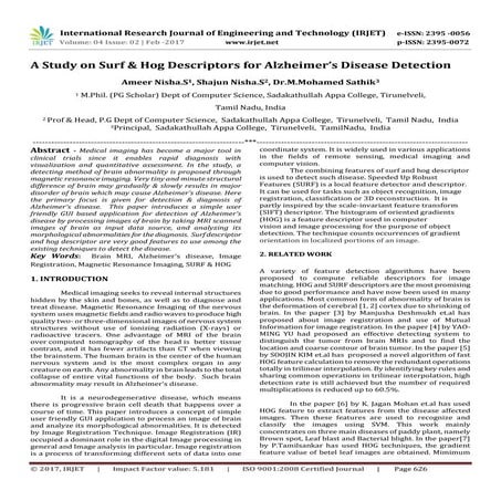 A Study on Surf & Hog Descriptors for Alzheimer’s Disease Detection