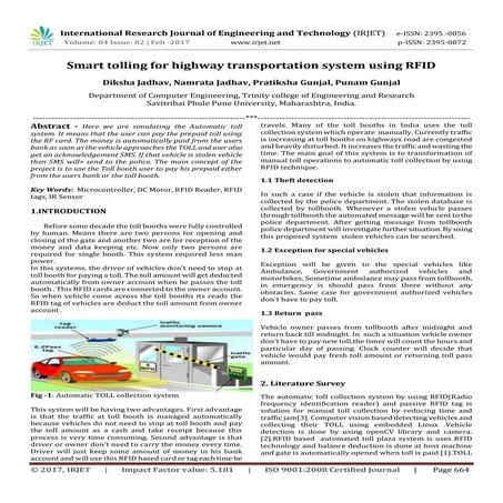 Smart tolling for highway transportation system using RFID
