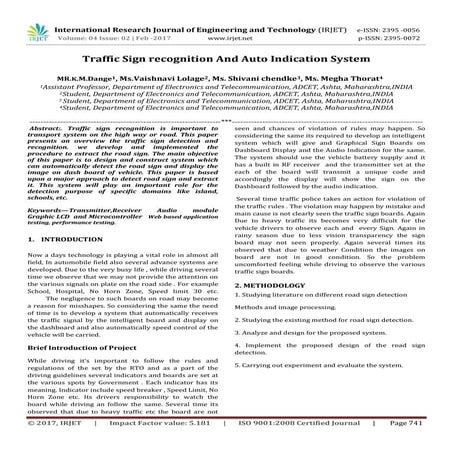 Traffic Sign recognition And Auto Indication System