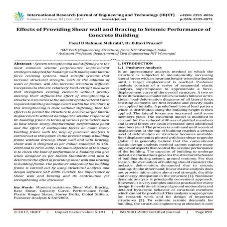 Effects of Providing Shear wall and Bracing to Seismic Performance of Concret...