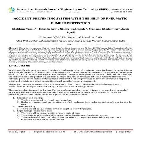 Accident preventing system with the help of pneumatic bumper protection