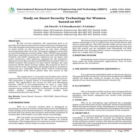 Study on Smart Security Technology for Women based on IOT