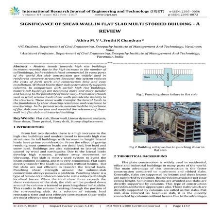 Significance of shear wall in flat slab multi storied building - A Review