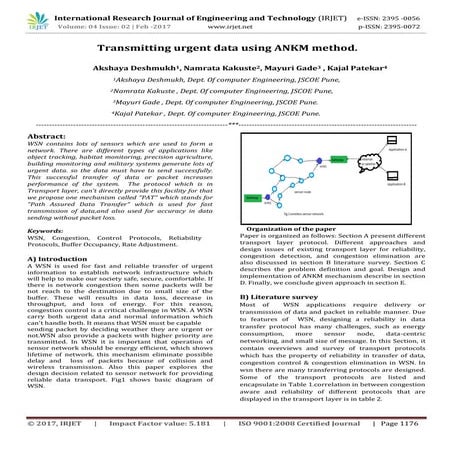 Transmitting urgent data using ANKM method.