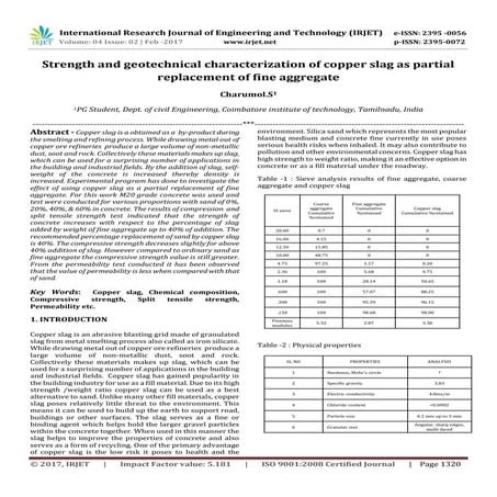 Strength and geotechnical characterization of copper slag as partial replacem...