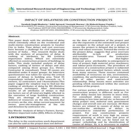 Impact of delayness on construction projects