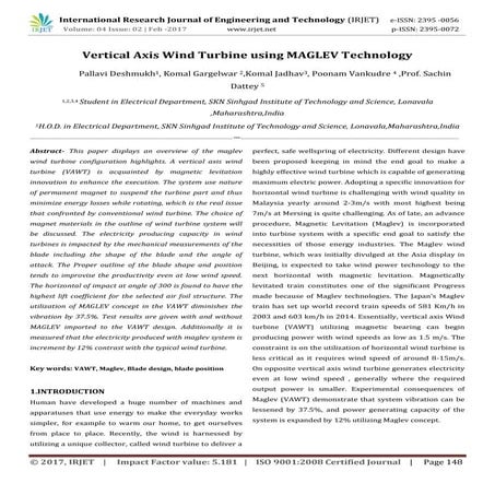 Vertical Axis Wind Turbine using MAGLEV Technology