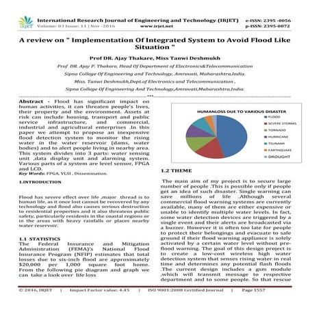 A review on  Implementation Of Integrated System to Avoid Flood Like Situation